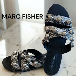 Marc Fisher Black Sandals with Silver Embellishments